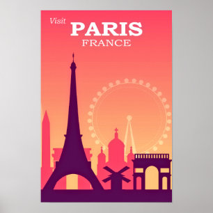 Póster Visita Paris Vintage