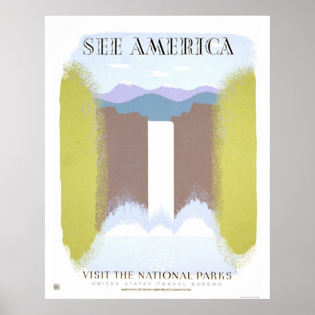 Póster Visita Parques Nacionales 1940 WPA (Frente)