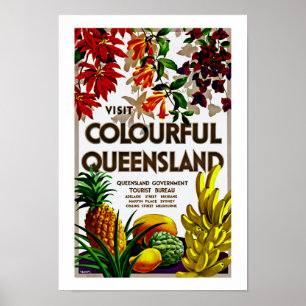Póster Visita Queensland colorido