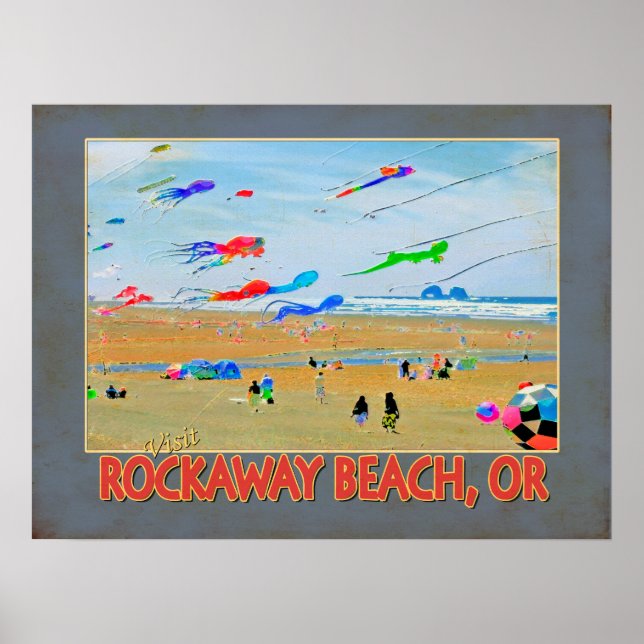 Póster Visita Rockaway Beach, OR (Frente)