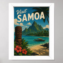 Póster Visita Samoa Travel Vintage