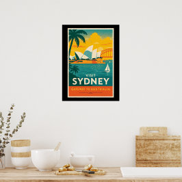 Póster Visita Sídney - Retro Sunset Travel