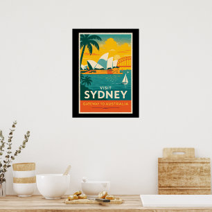 Póster Visita Sídney - Retro Sunset Travel
