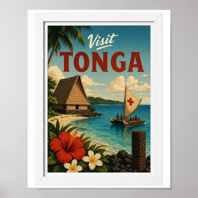 Póster Visita Tonga Travel Vintage (Frente)