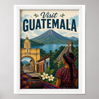 Póster Visita Travel Vintage Guatemala