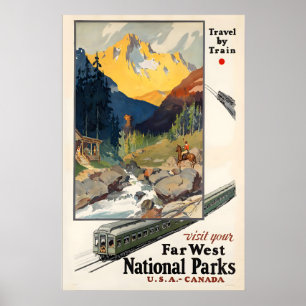 Póster Visita tus parques nacionales del lejano oeste USA