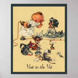 Póster Visita veterinaria del vintage al mascota del