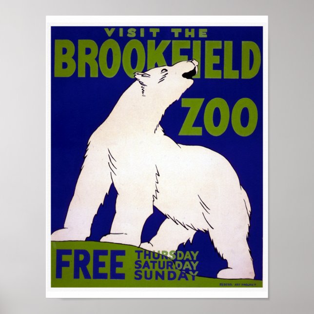 Póster Visita WPA del zoológico de Brookfield (Frente)