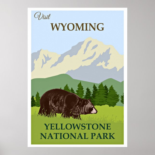 Póster Visita Wyoming, Parque Nacional Yellowstone (Frente)