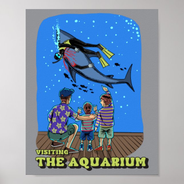 Póster Visitando el acuario (Frente)