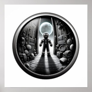 Póster Visitante de Gingerbread iluminado en puerta   Fis