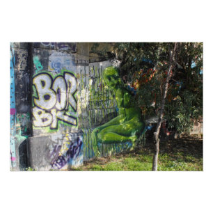 Póster Visitante verde del graffiti del espacio ultraterr