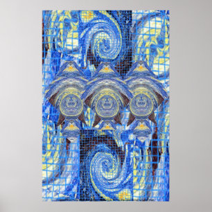 Póster Visitantes en un poster de la noche estrellada