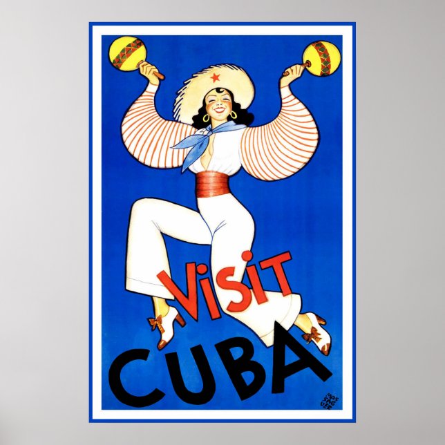 Póster Visitar afiche de viaje de Cuba (Frente)