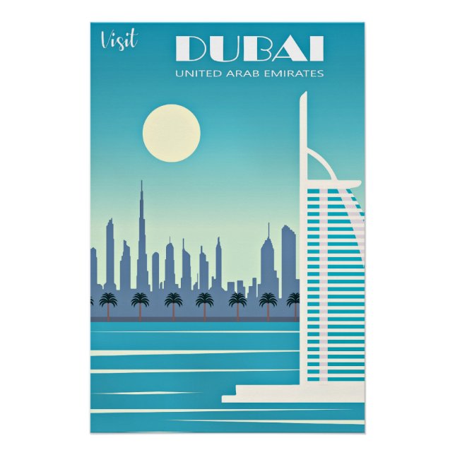 Póster Visitar afiche de viajes de Dubai (Anverso)