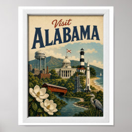 Póster Visitar Alabama Travel Vintage