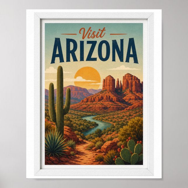 Póster Visitar Arizona Viajes Vintage (Frente)