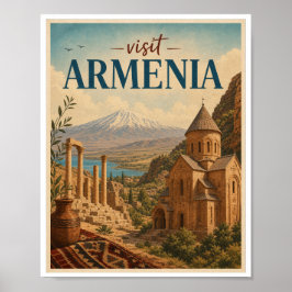 Póster Visitar Armenia Viajes Vintage
