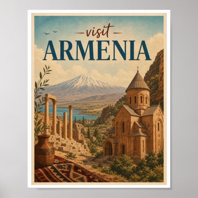 Póster Visitar Armenia Viajes Vintage (Frente)