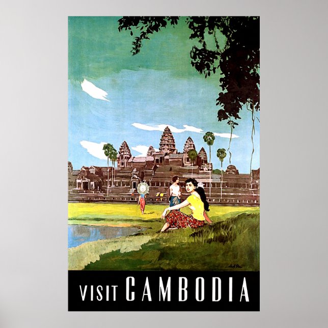 Póster Visitar Camboya (Frente)