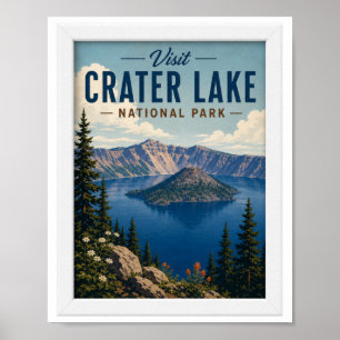Póster Visitar Crater Lake National Park Viajes Vintage