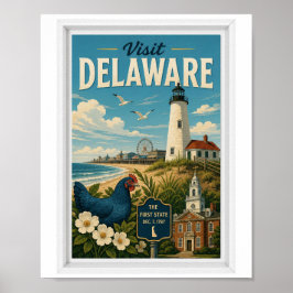 Póster Visitar Delaware Travel Vintage