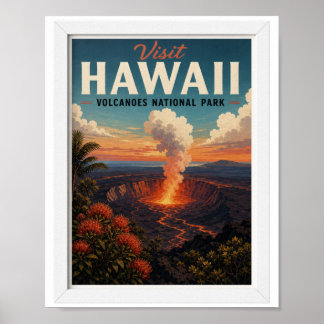 Póster Visitar el Parque Nacional de los Volcanes de Hawá