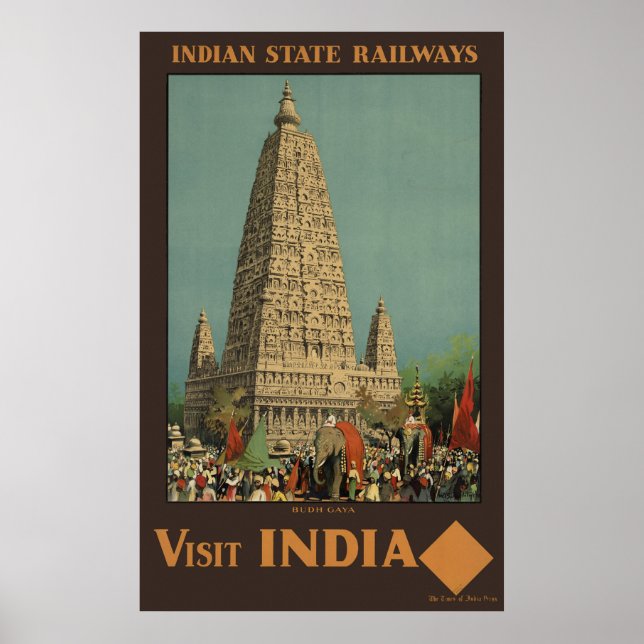 Póster Visitar India Budh Gaya (Frente)