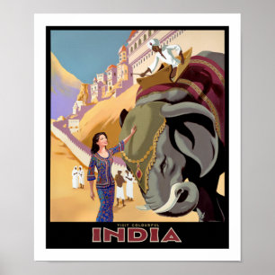 Póster Visitar la colorida India