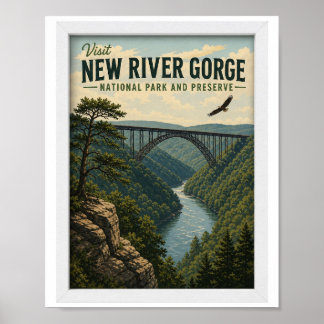 Póster Visitar New River Gorge Parque Nacional Travel Vin