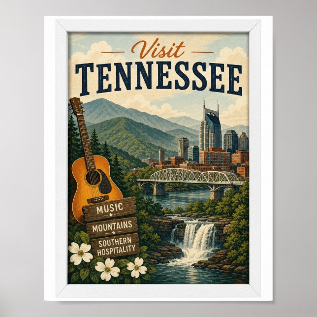 Póster Visitar Tennessee Viajes Vintage (Frente)