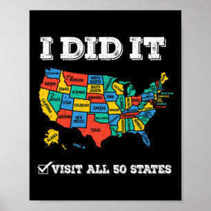 Póster Visitas A Los 50 Estados