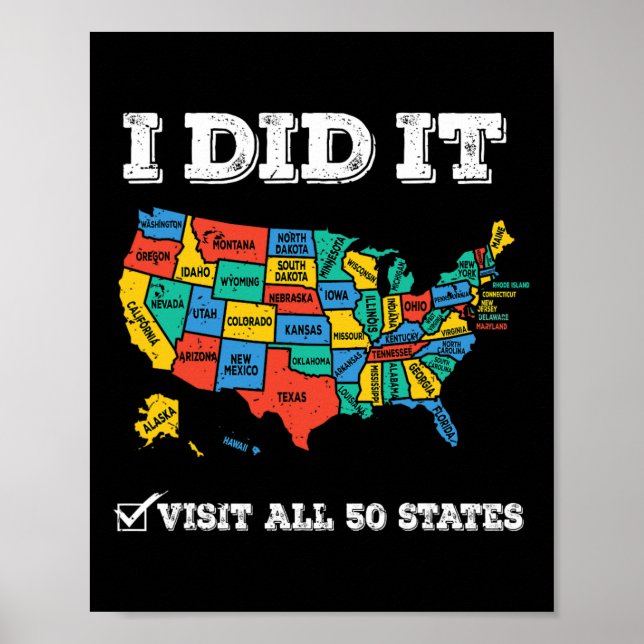 Póster Visitas A Los 50 Estados (Frente)