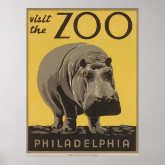 Póster Visite al Poster del Zoo Philadelphia Vintage WPA