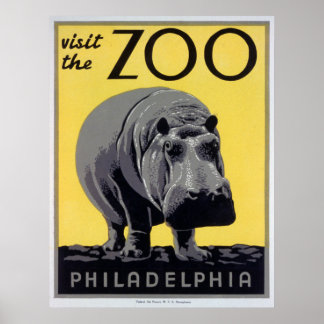 Póster Visite al Poster del Zoológico de Vintage