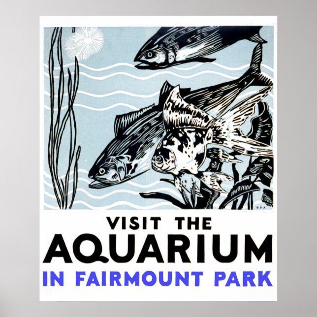 Póster Visite el acuario del Fairmont Park WPA (Frente)