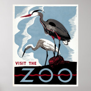 Póster Visite el parque zoológico - viaje WPA