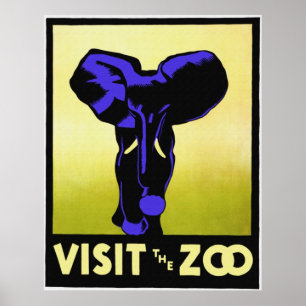 Póster Visite el poster del parque zoológico