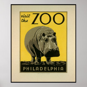 Póster Visite el Zoológico de Filadelfia, Hippo - Poster 