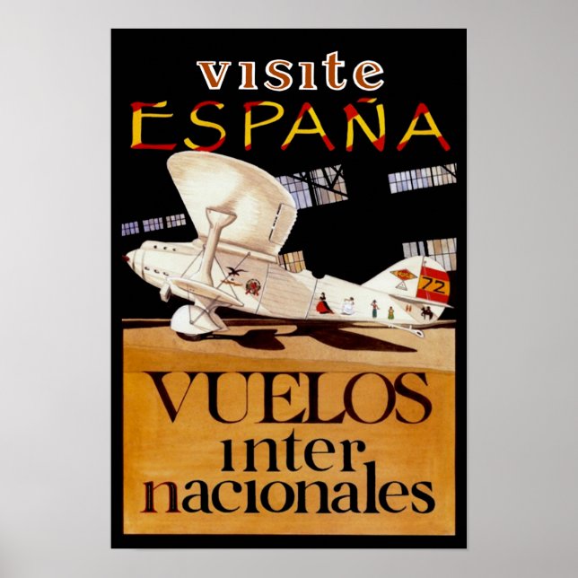 Póster Visite Espana ~ Vuelos Internacionales (Frente)