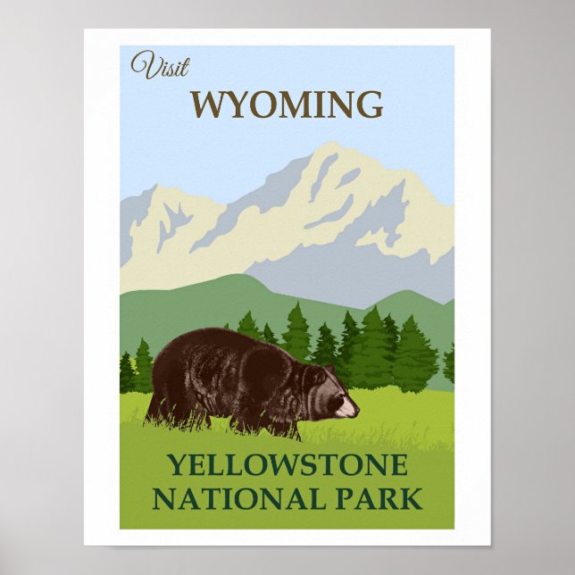 Póster Visite Wyoming, Yellowstone Nacional,  (Frente)
