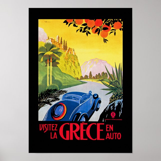 Póster Visitez La Grece en Auto (Frente)