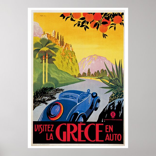 Póster Visitez La Grece en Auto (Frente)
