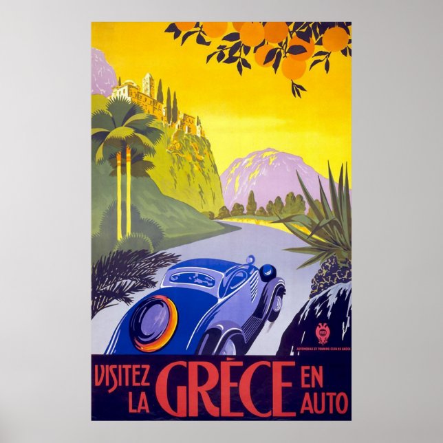 Póster Visitez La Grece En Auto Grecia (Frente)