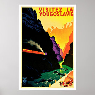 Póster Visitez La Yougoslavie Vintage Travel