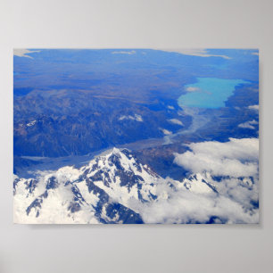 Póster Vista aérea de Aoraki/Mount Cook en Nueva Zelanda