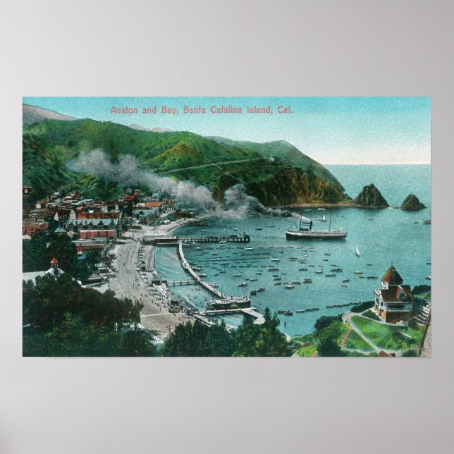 Póster Vista aérea de Avalon y Bahía (Frente)