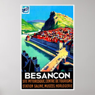 Póster Vista aérea de Besançon, Francia, panorama, cosech