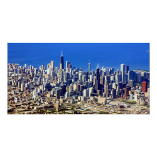 Póster Vista aérea de Chicago céntrica con el lago
