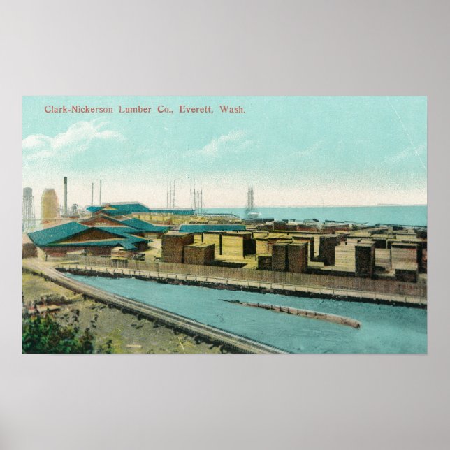 Póster Vista aérea de Clark-Nickerson Lumber Co (Frente)